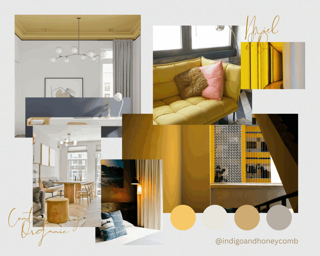 Miel d'Or butter yellow color trend Contemporary Organic mood board