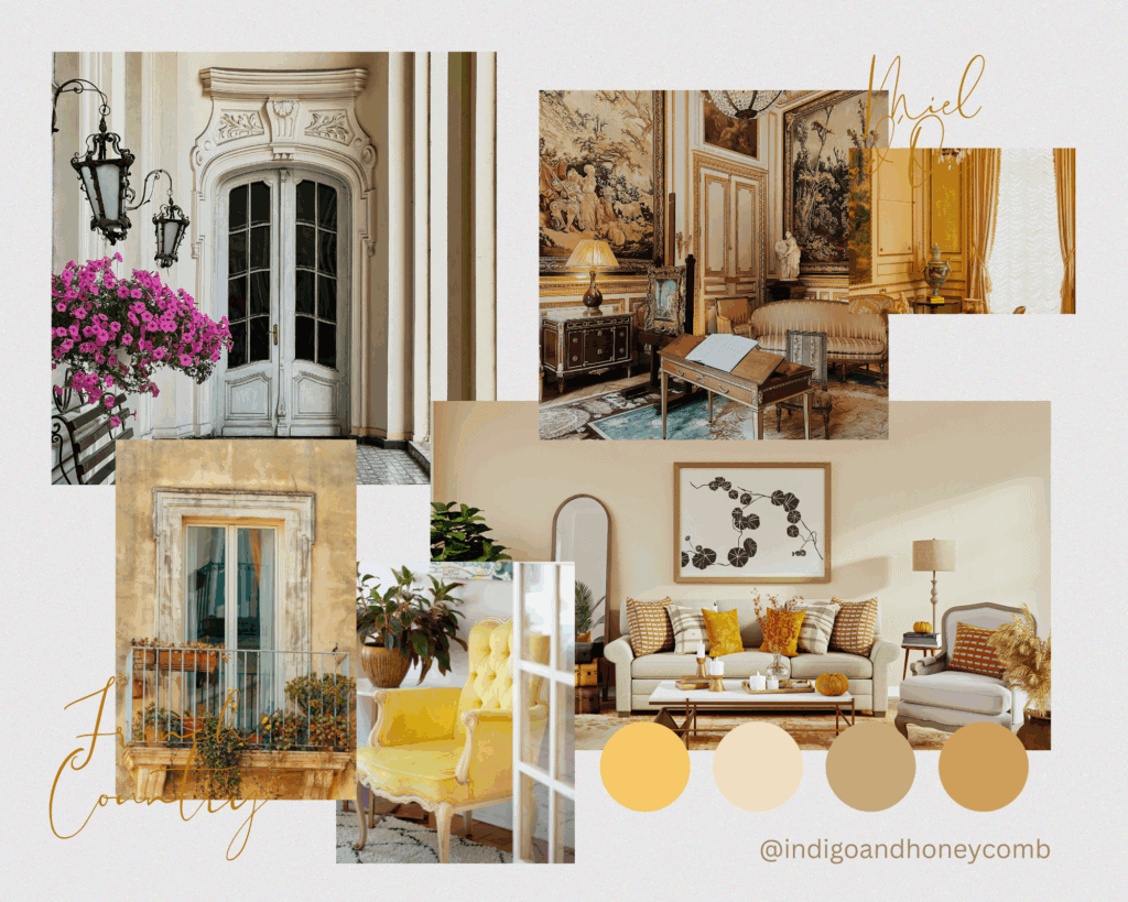Miel d'Or butter yellow color trend French Country mood board
