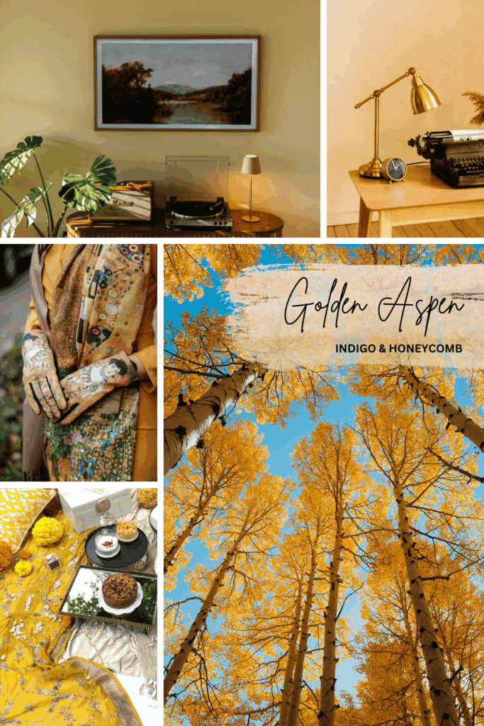 Modern fashion and home decor featuring Golden Aspen.