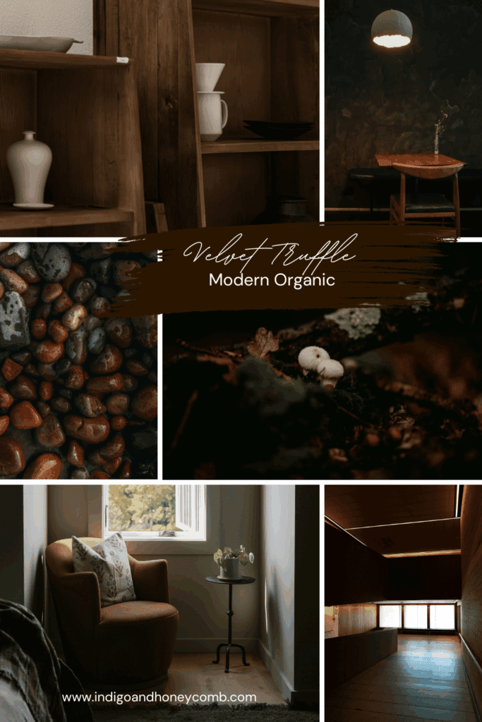 Velvet Truffle Modern Organic mood board
