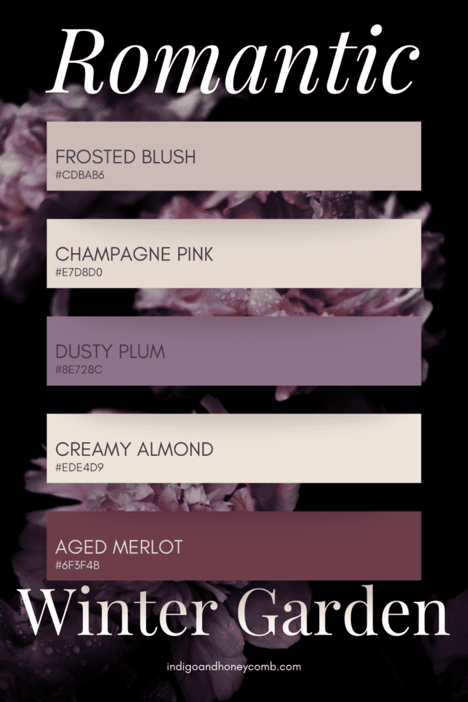 Frosted Blush Dusty Rose color palette - Romantic Winter Garden