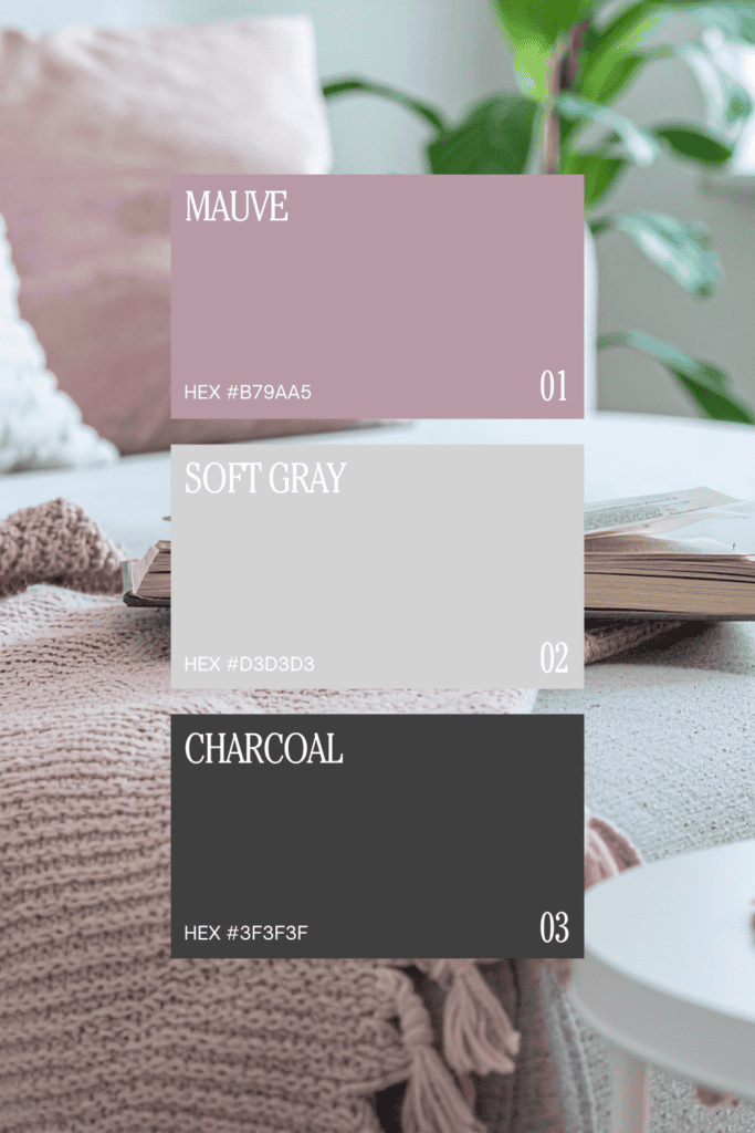 What colors go with pink - here's a mauve, soft gray and charcoal color palette