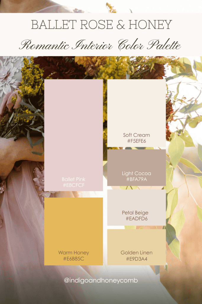 ballet rose and honey - a soft romantic interior color palette