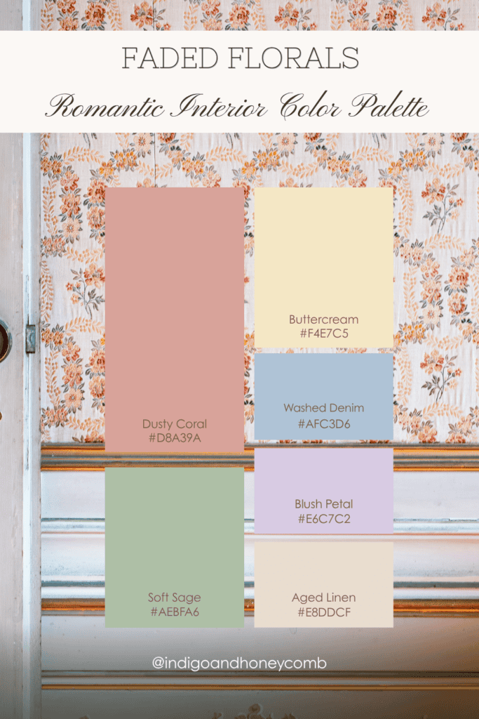 faded florals - romantic interior color palettes