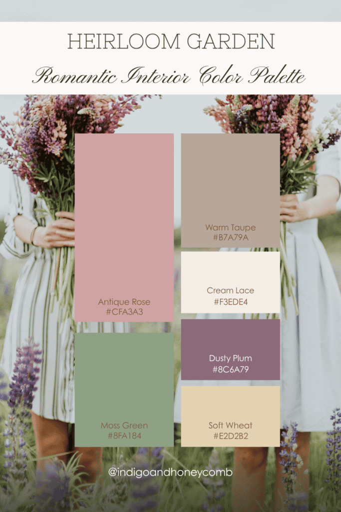 heirloom garden - romantic interior color palettes