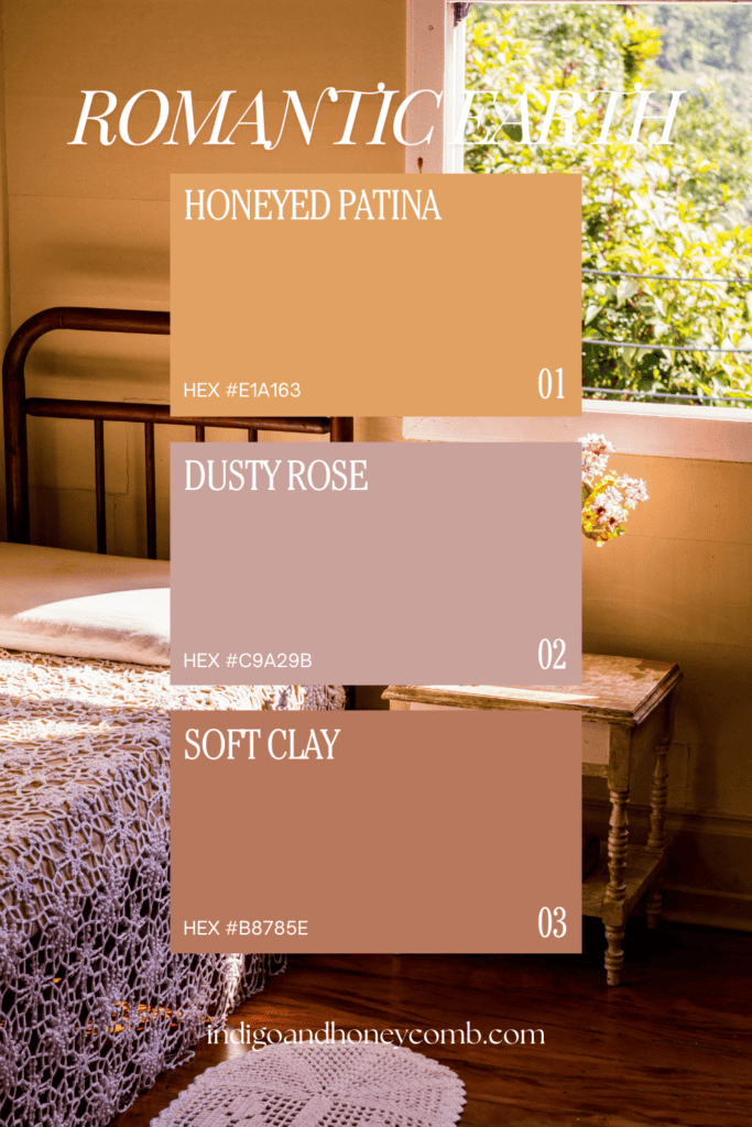 romantic earth honeyed patina color palette
